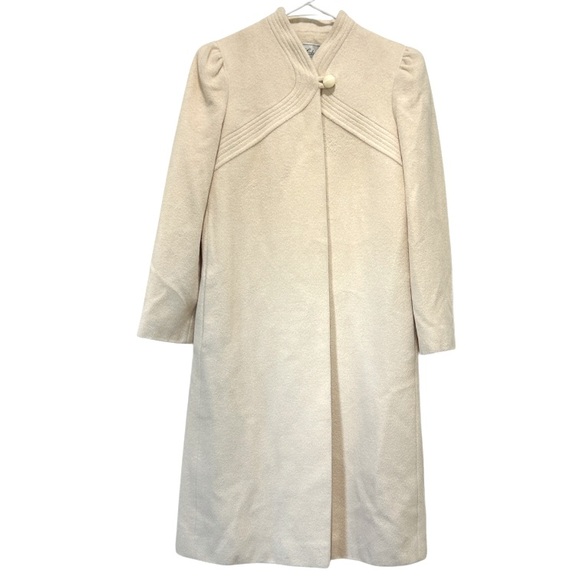 Vtg Saks Fifth Avenue Angora Wool Fleurette Of California Overcoat Womens Small - Picture 1 of 16